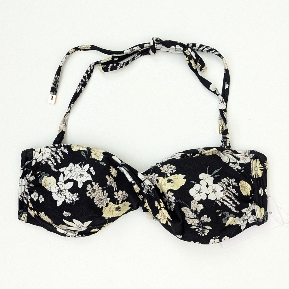 Derek Lam 10 Crosby Twist Bikini Top, Black, Women's Medium